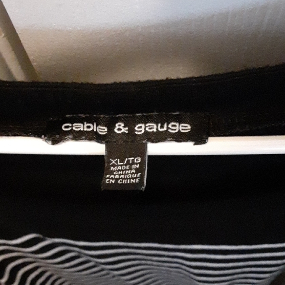 Cable And Guage Black and White Striped Women's Top - Picture 2 of 6